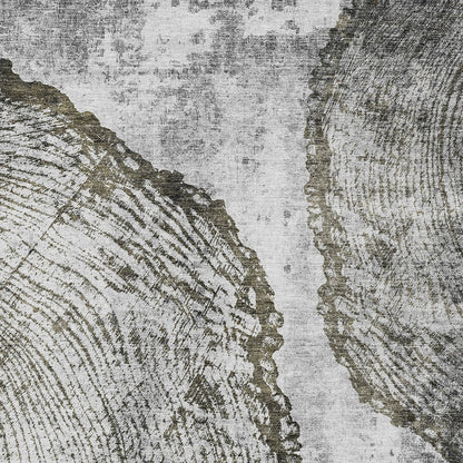 5' X 8' Gray Taupe And Silver Abstract Washable Indoor Outdoor Area Rug