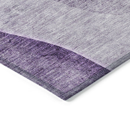 8' X 10' Purple Eggplant And Gray Abstract Washable Indoor Outdoor Area Rug