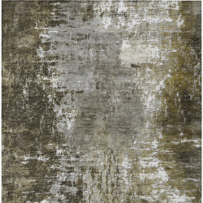 8' X 10' Taupe Brown And Gray Abstract Washable Indoor Outdoor Area Rug