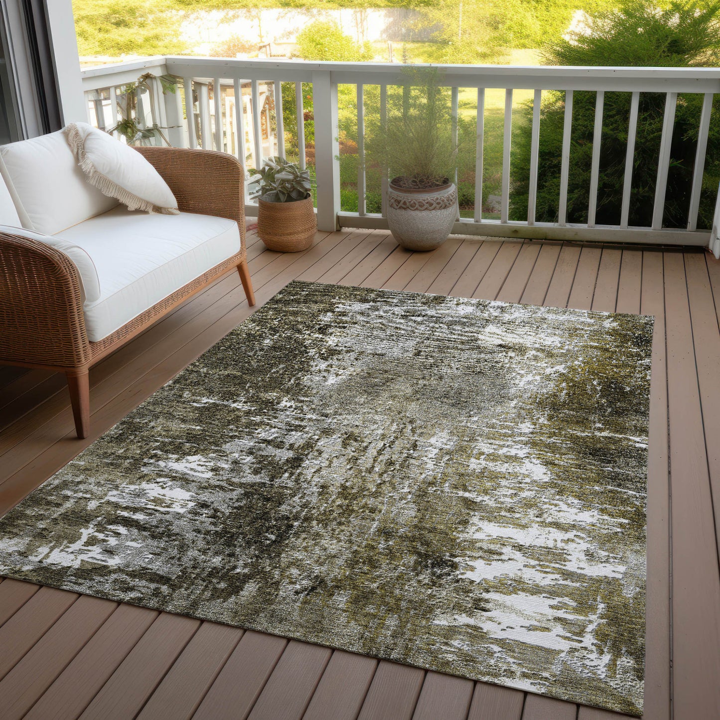 8' X 10' Taupe Brown And Gray Abstract Washable Indoor Outdoor Area Rug