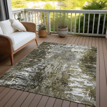 8' X 10' Taupe Brown And Gray Abstract Washable Indoor Outdoor Area Rug