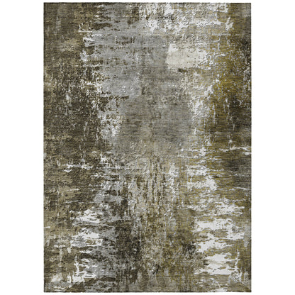 8' X 10' Taupe Brown And Gray Abstract Washable Indoor Outdoor Area Rug