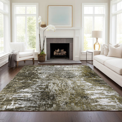8' X 10' Taupe Brown And Gray Abstract Washable Indoor Outdoor Area Rug