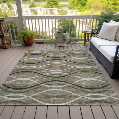 8' X 10' Taupe Beige And Charcoal Abstract Washable Indoor Outdoor Area Rug-6