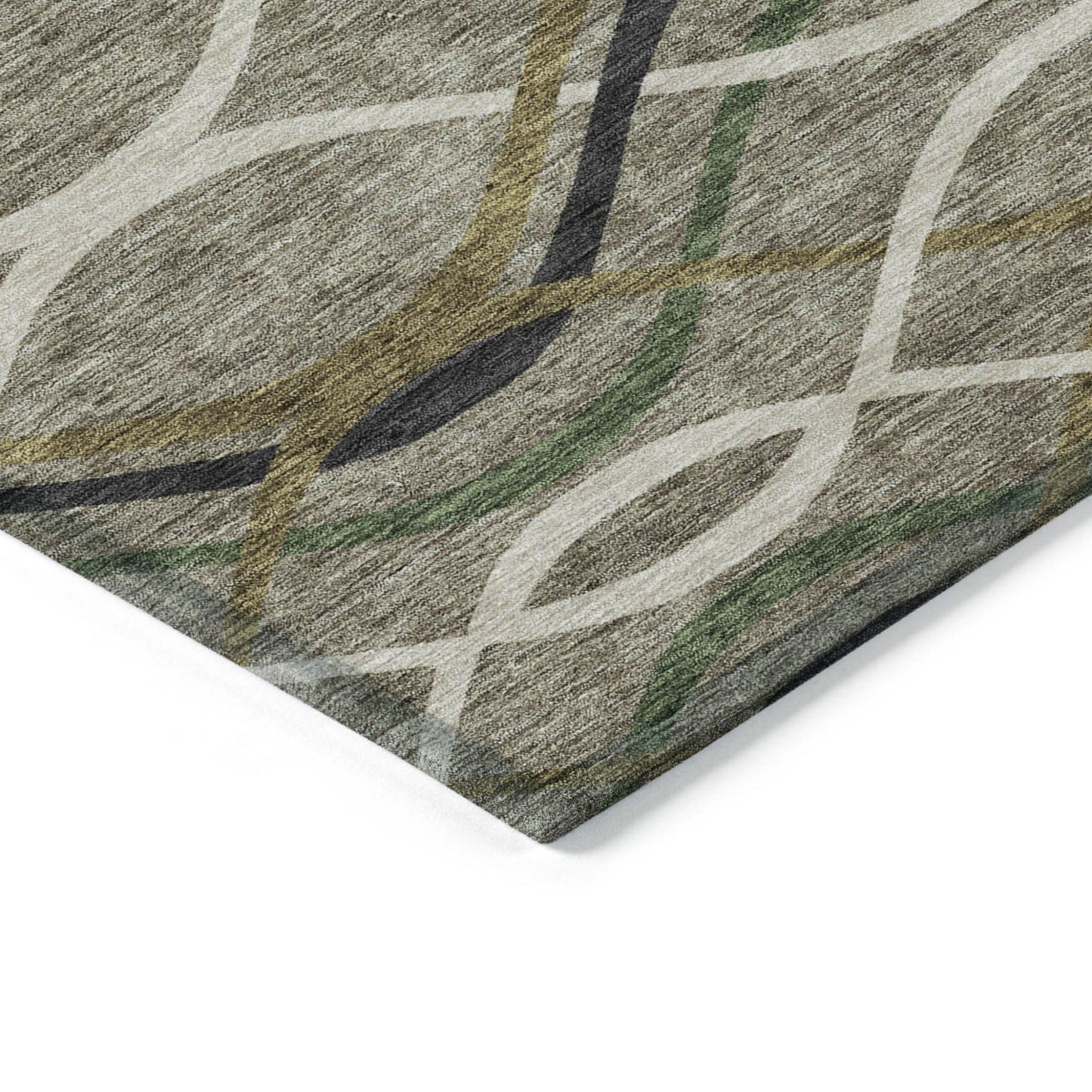 8' X 10' Taupe Beige And Charcoal Abstract Washable Indoor Outdoor Area Rug-3