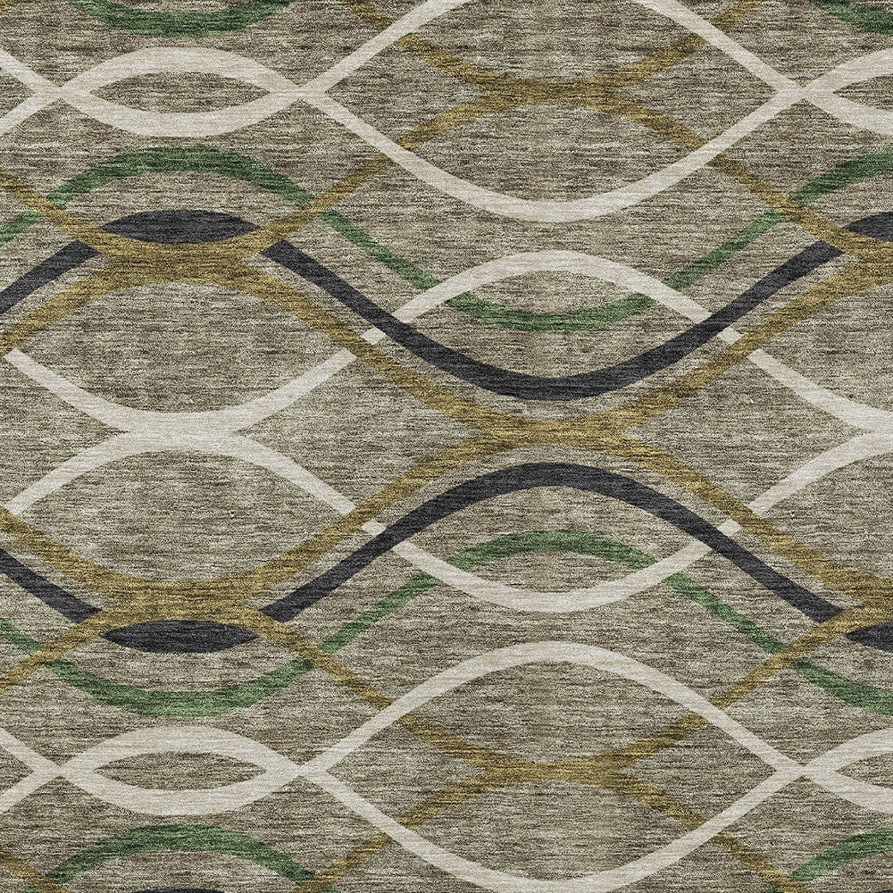 8' X 10' Taupe Beige And Charcoal Abstract Washable Indoor Outdoor Area Rug-4