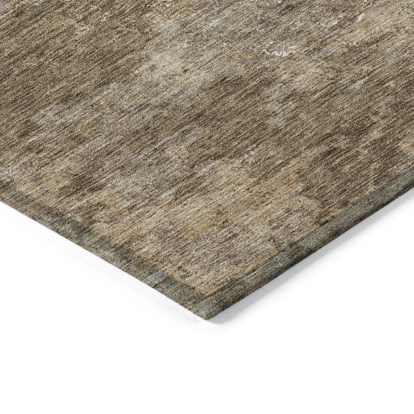 9' X 12' Brown Taupe And Ivory Floral Washable Indoor Outdoor Area Rug