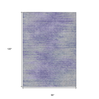 8' X 10' Plum And Purple Abstract Washable Indoor Outdoor Area Rug