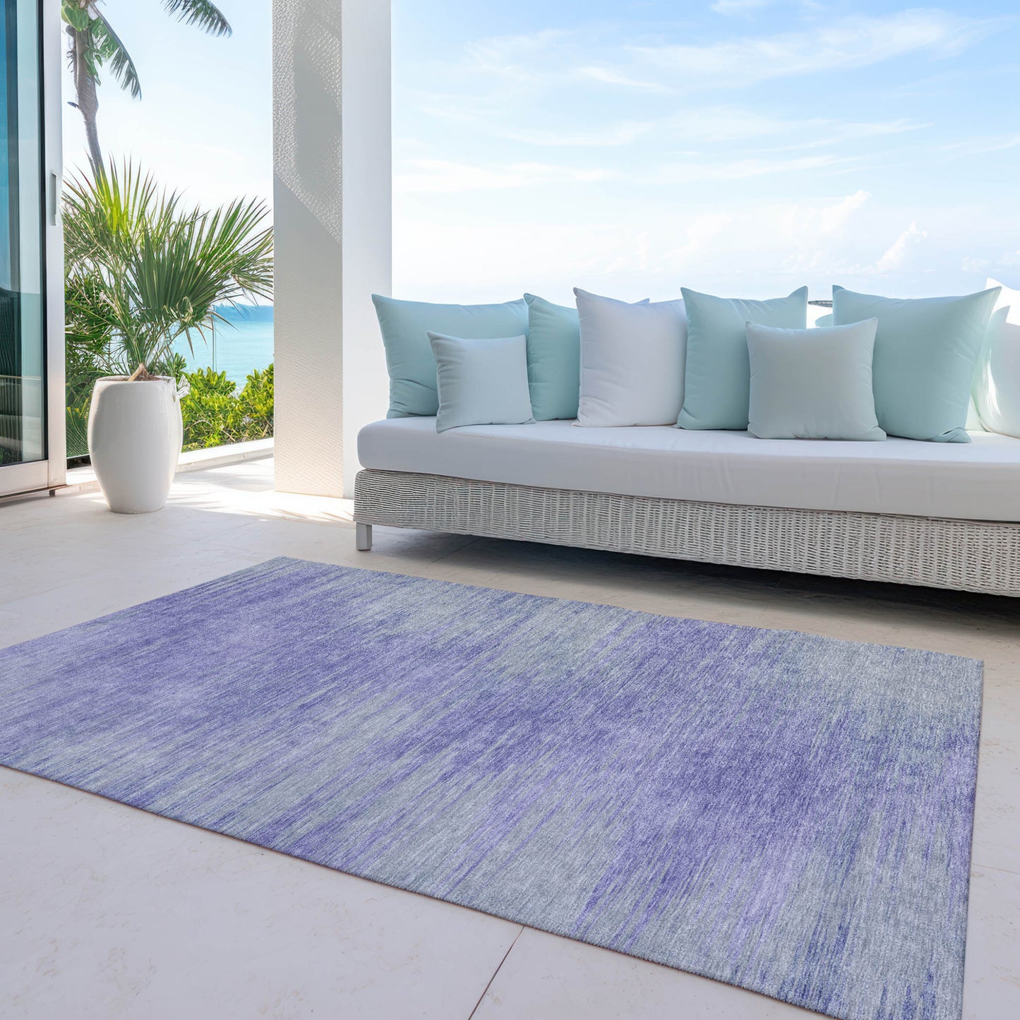 8' X 10' Plum And Purple Abstract Washable Indoor Outdoor Area Rug