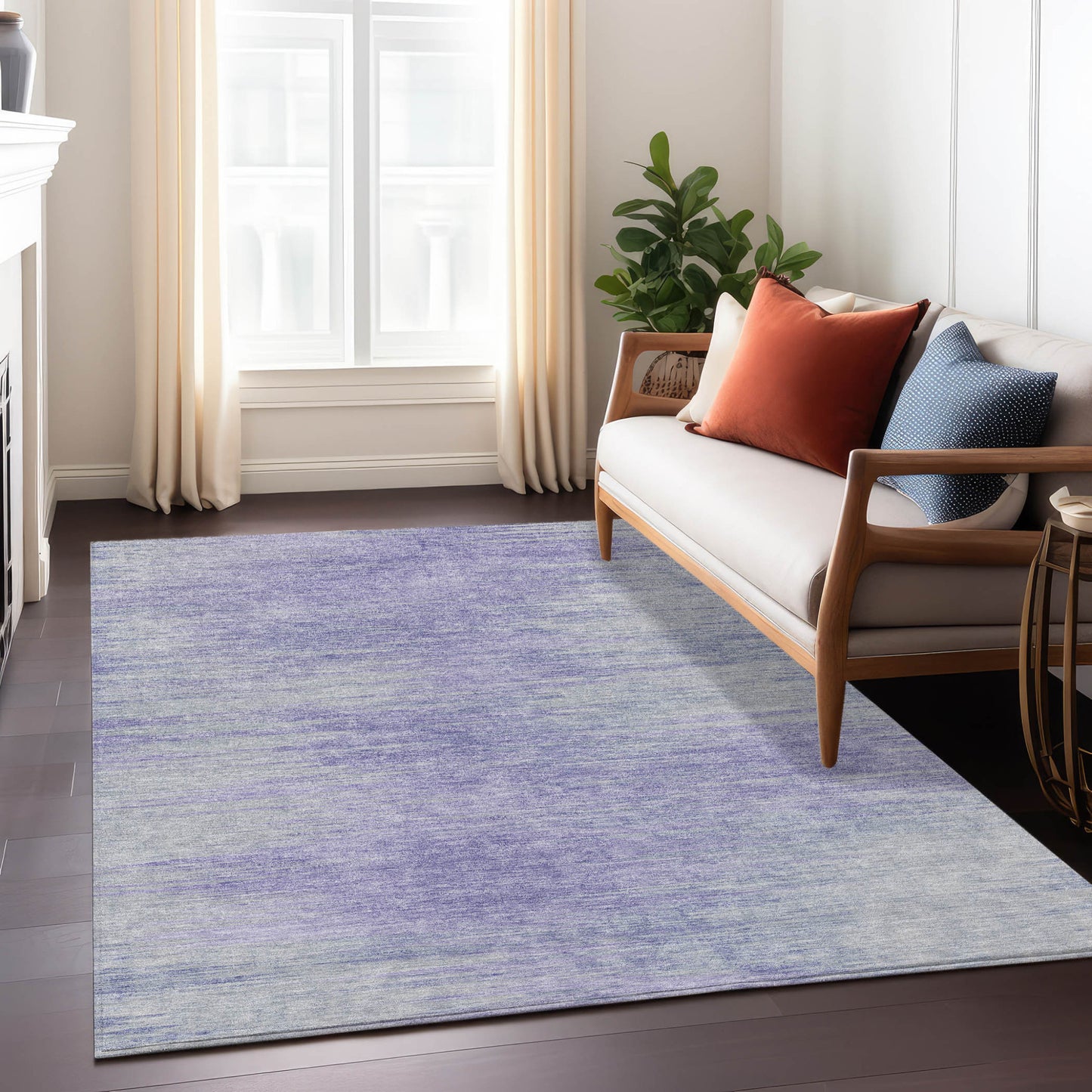 8' X 10' Plum And Purple Abstract Washable Indoor Outdoor Area Rug