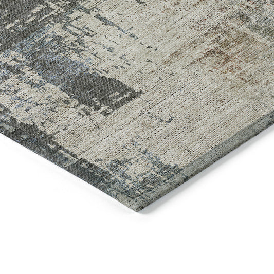 3' X 5' Beige Brown And Gray Abstract Washable Indoor Outdoor Area Rug