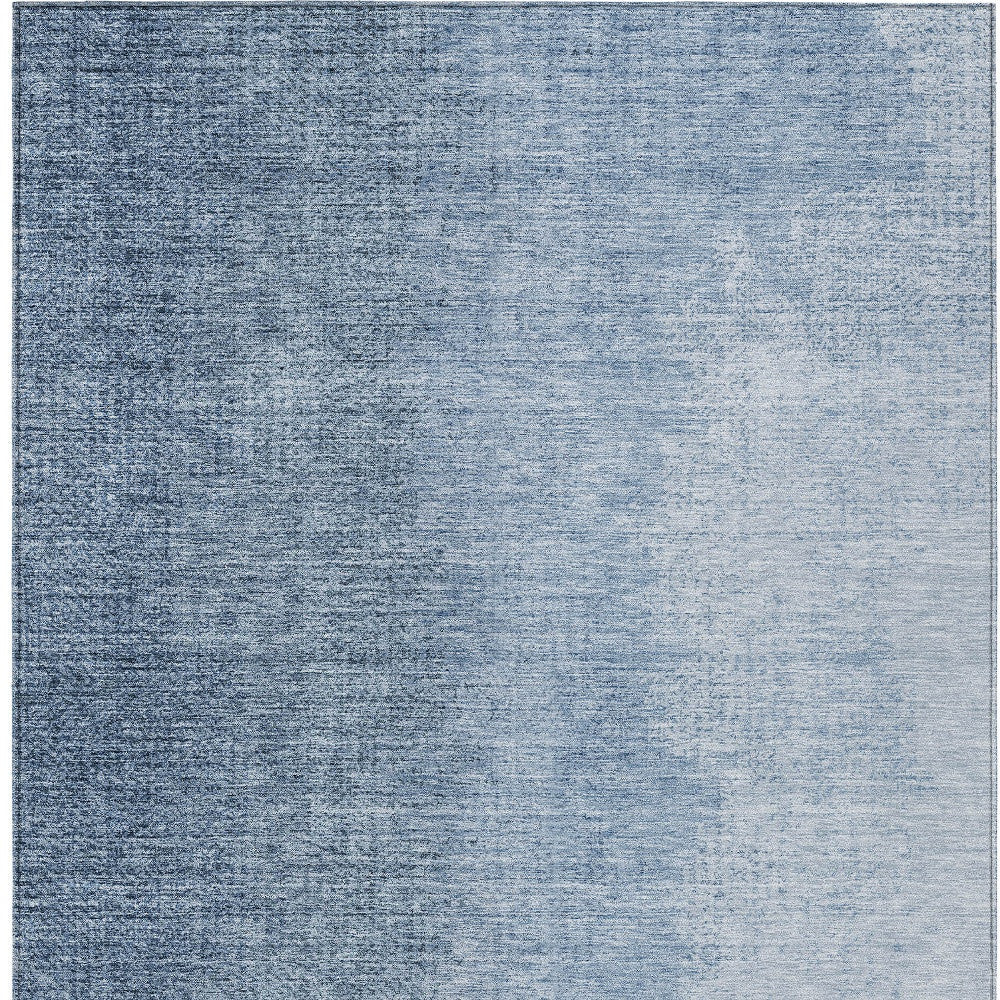 8' X 10' Navy Blue And Sky Blue Abstract Washable Indoor Outdoor Area Rug