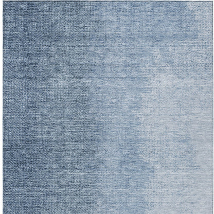 8' X 10' Navy Blue And Sky Blue Abstract Washable Indoor Outdoor Area Rug