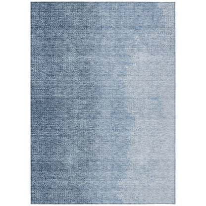 8' X 10' Navy Blue And Sky Blue Abstract Washable Indoor Outdoor Area Rug