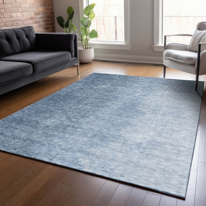 8' X 10' Navy Blue And Sky Blue Abstract Washable Indoor Outdoor Area Rug