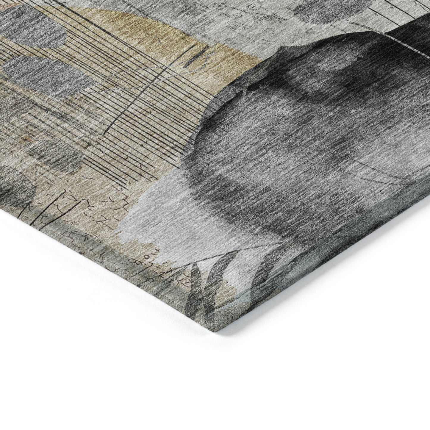 9' X 12' Terra Cotta Copper And Beige Floral Washable Indoor Outdoor Area Rug