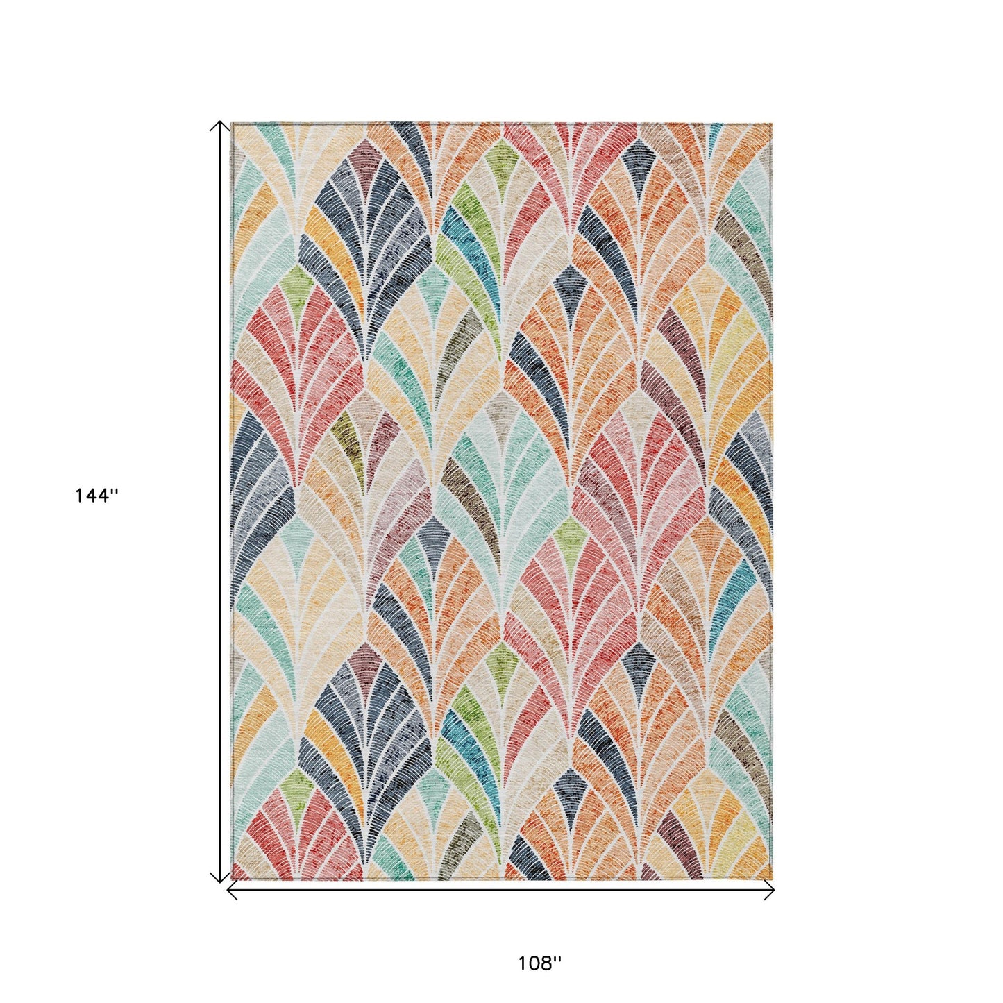 9' X 12' Orange Copper And Gold Geometric Washable Indoor Outdoor Area Rug