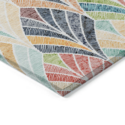 9' X 12' Orange Copper And Gold Geometric Washable Indoor Outdoor Area Rug