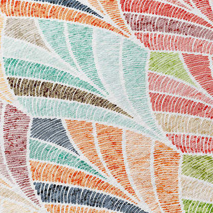 9' X 12' Orange Copper And Gold Geometric Washable Indoor Outdoor Area Rug