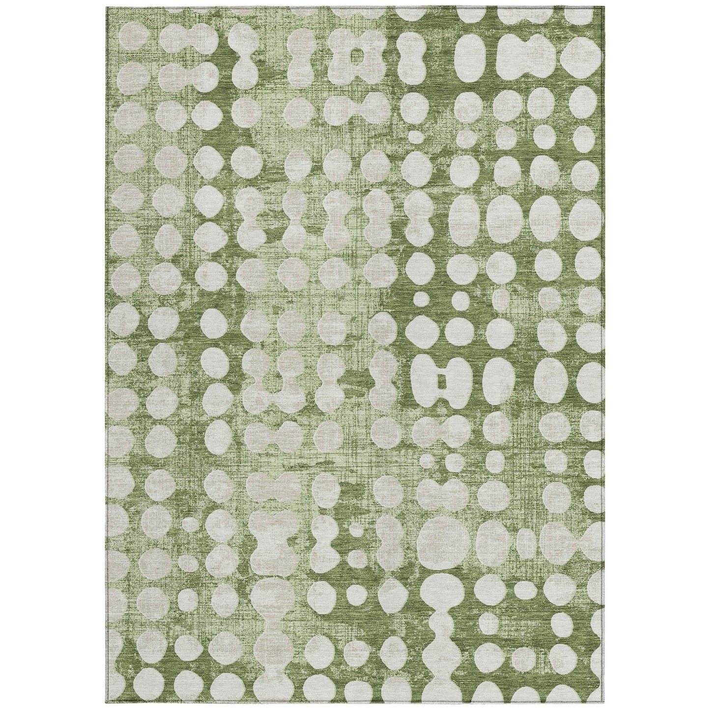 8' X 10' Artichoke Green And Ivory Abstract Washable Indoor Outdoor Area Rug