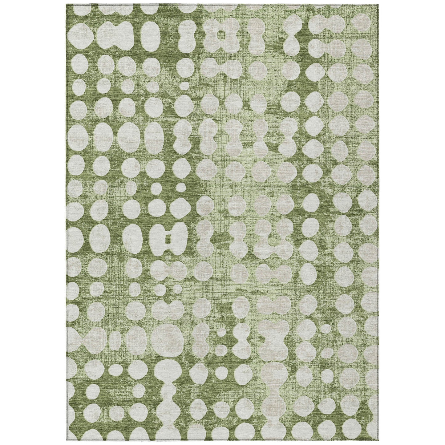 8' X 10' Artichoke Green And Ivory Abstract Washable Indoor Outdoor Area Rug
