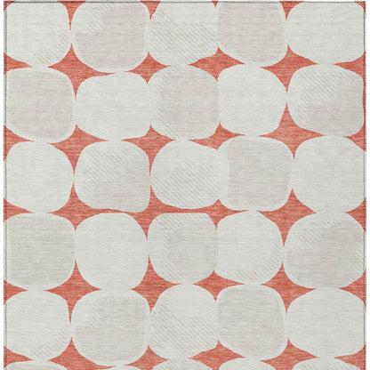 3' X 5' Salmon Beige And Ivory Abstract Washable Indoor Outdoor Area Rug