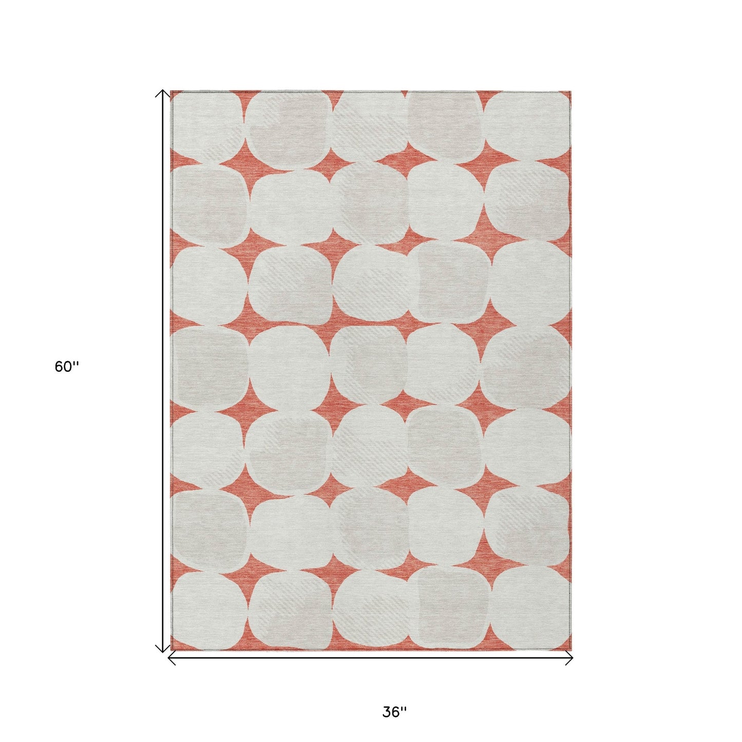 3' X 5' Salmon Beige And Ivory Abstract Washable Indoor Outdoor Area Rug