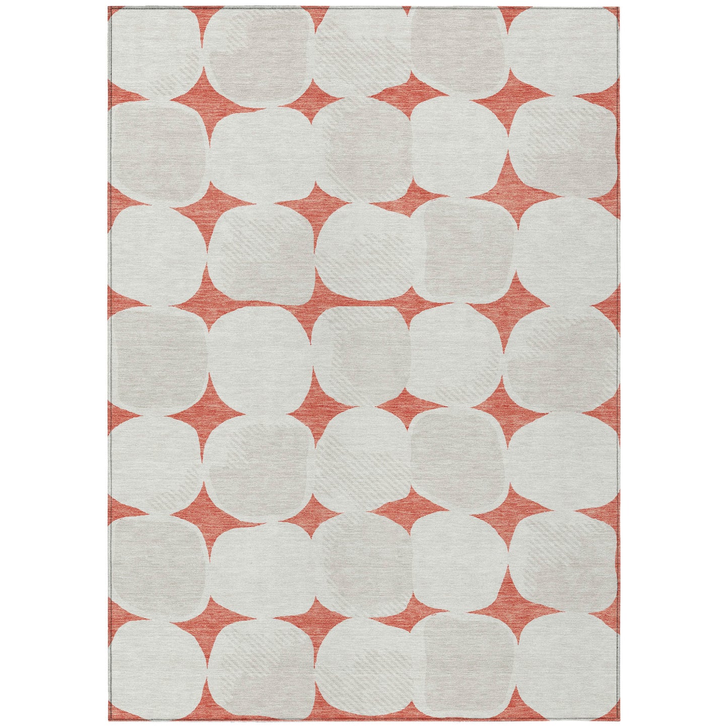 3' X 5' Salmon Beige And Ivory Abstract Washable Indoor Outdoor Area Rug