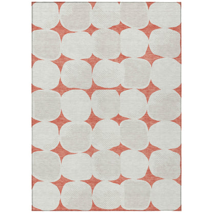 3' X 5' Salmon Beige And Ivory Abstract Washable Indoor Outdoor Area Rug