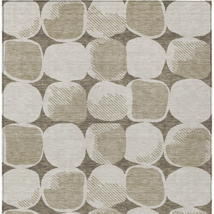 10' X 14' Taupe Beige And Gray Abstract Washable Indoor Outdoor Area Rug