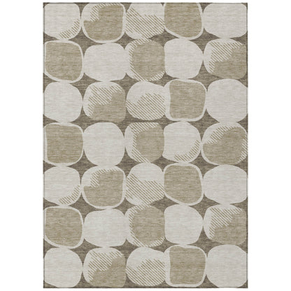 10' X 14' Taupe Beige And Gray Abstract Washable Indoor Outdoor Area Rug