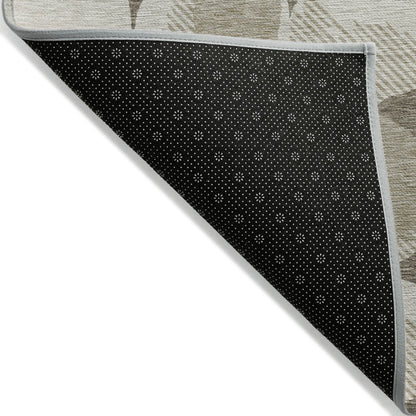 10' X 14' Taupe Beige And Gray Abstract Washable Indoor Outdoor Area Rug