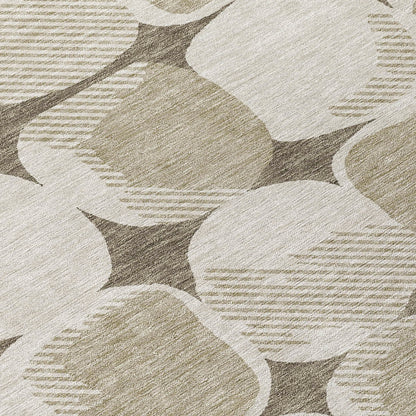 10' X 14' Taupe Beige And Gray Abstract Washable Indoor Outdoor Area Rug