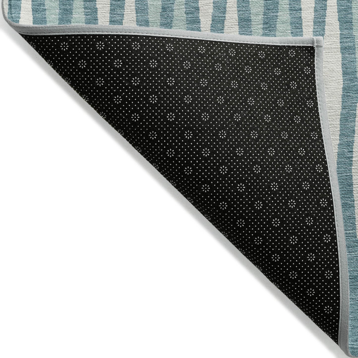 9' X 12' Teal Blue And Ivory Geometric Washable Indoor Outdoor Area Rug