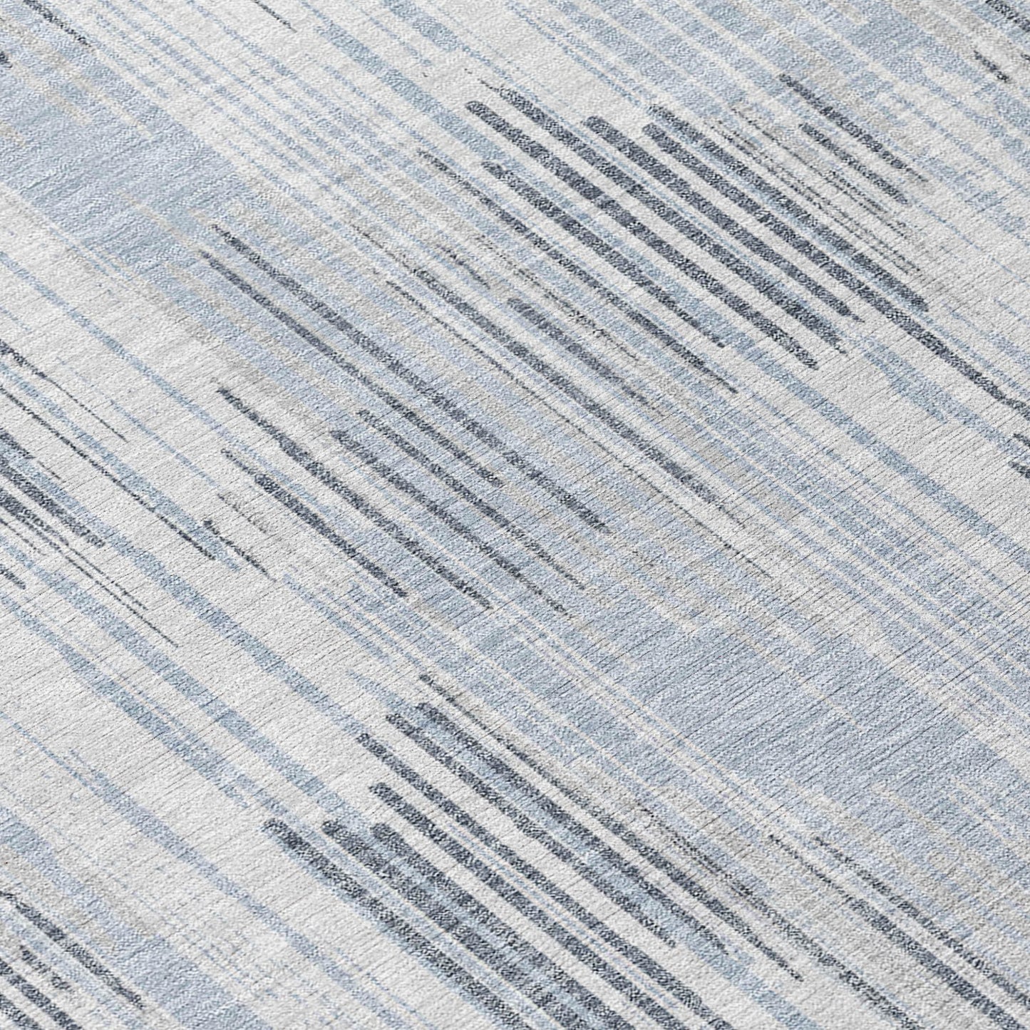 8' Gray And Ivory Round Striped Washable Indoor Outdoor Area Rug