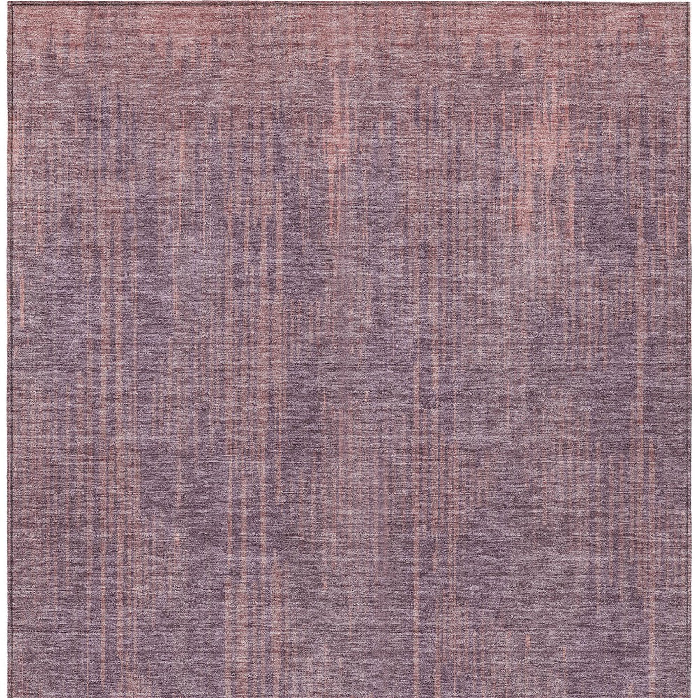 8' X 10' Mauve And Dark Purple Striped Washable Indoor Outdoor Area Rug