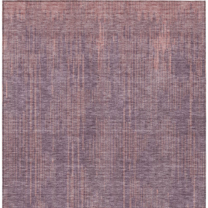 8' X 10' Mauve And Dark Purple Striped Washable Indoor Outdoor Area Rug