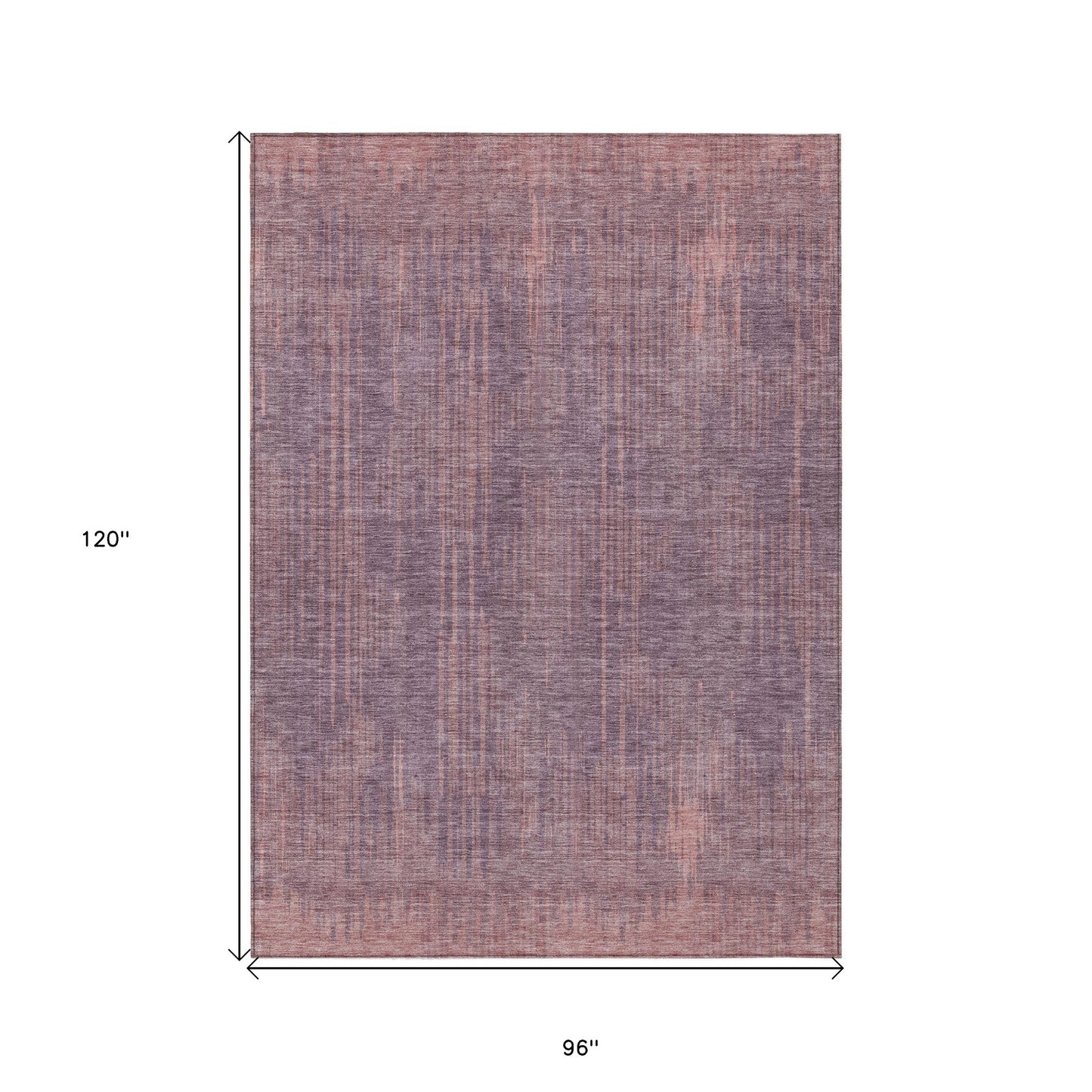 8' X 10' Mauve And Dark Purple Striped Washable Indoor Outdoor Area Rug
