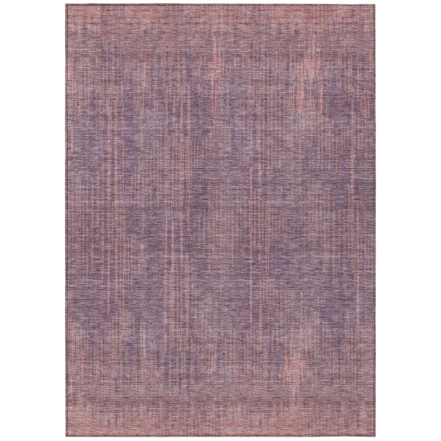 8' X 10' Mauve And Dark Purple Striped Washable Indoor Outdoor Area Rug