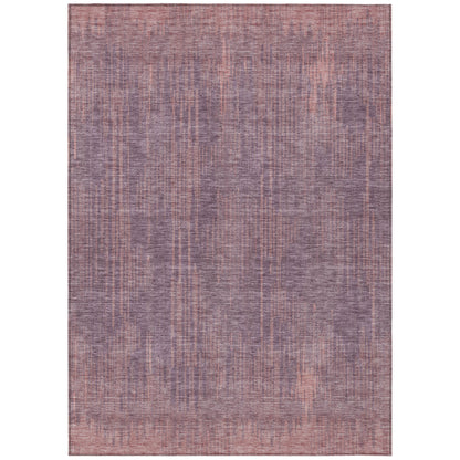 8' X 10' Mauve And Dark Purple Striped Washable Indoor Outdoor Area Rug