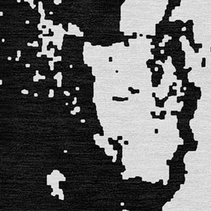 8' X 10' Black And Ivory Abstract Washable Indoor Outdoor Area Rug