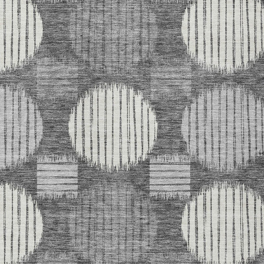 5' X 8' Charcoal And Ivory Geometric Washable Indoor Outdoor Area Rug