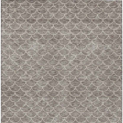 3' X 5' Taupe And Beige Geometric Washable Indoor Outdoor Area Rug