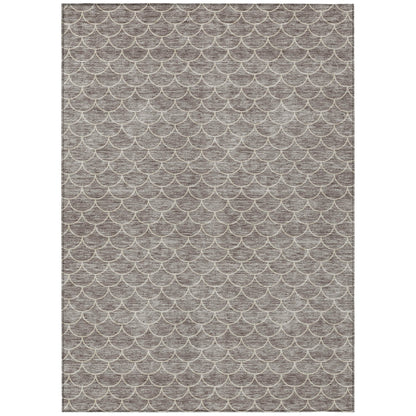 3' X 5' Taupe And Beige Geometric Washable Indoor Outdoor Area Rug