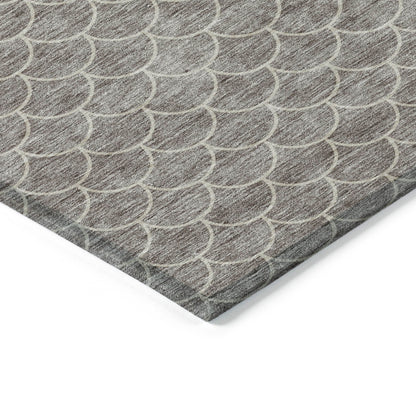3' X 5' Taupe And Beige Geometric Washable Indoor Outdoor Area Rug