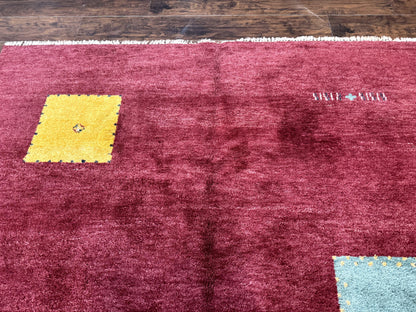 Modern Indo Persian Gabbeh Rug 7x10, Red, Tribal Area Rug-2