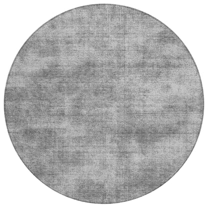 8' Gray Round Washable Indoor Outdoor Area Rug