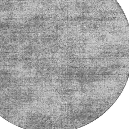 8' Gray Round Washable Indoor Outdoor Area Rug