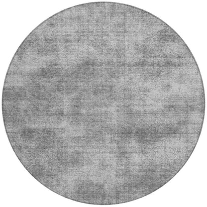 8' Gray Round Washable Indoor Outdoor Area Rug