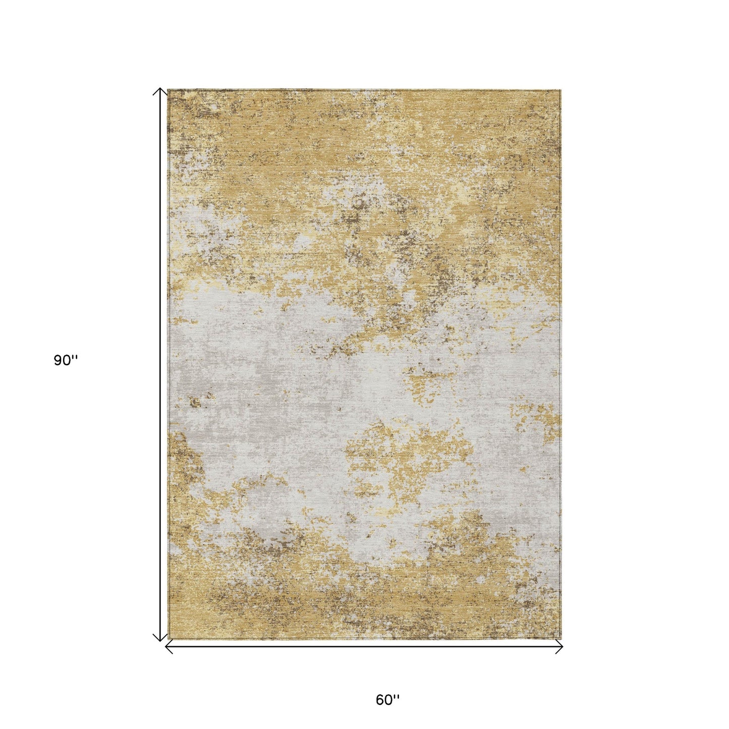 5' X 8' Gold Brown And Beige Abstract Washable Indoor Outdoor Area Rug